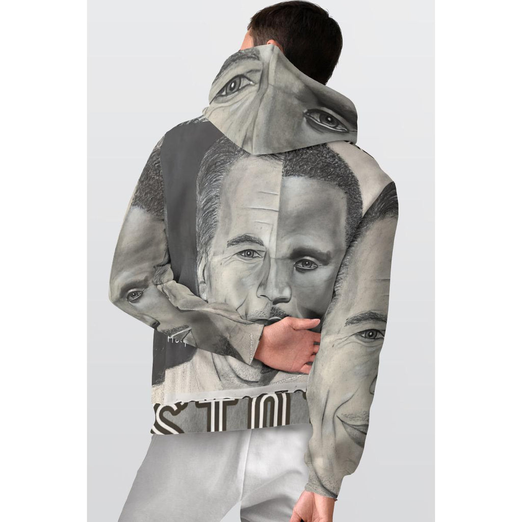 COMBOSTAIN The face of Complicity All-Over Print Men's Thickened Pullover Hoodie