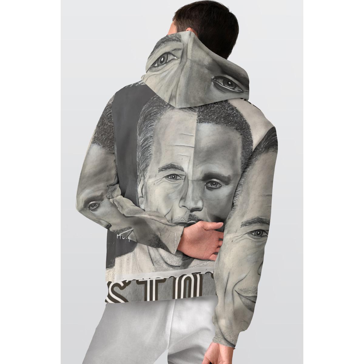 COMBOSTAIN The face of Complicity All-Over Print Men's Thickened Pullover Hoodie
